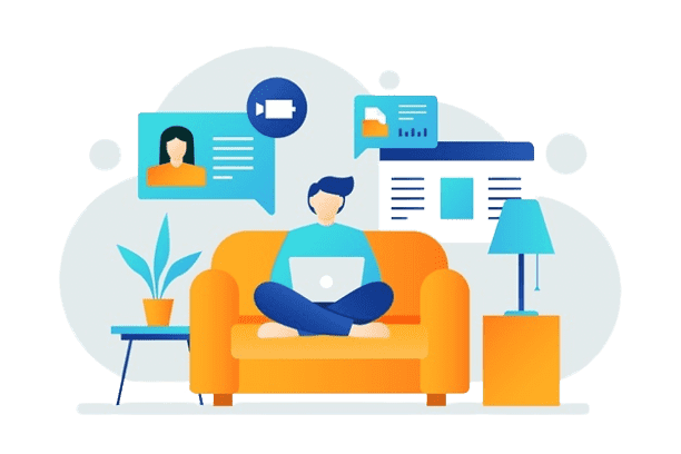person using laptop on the couch